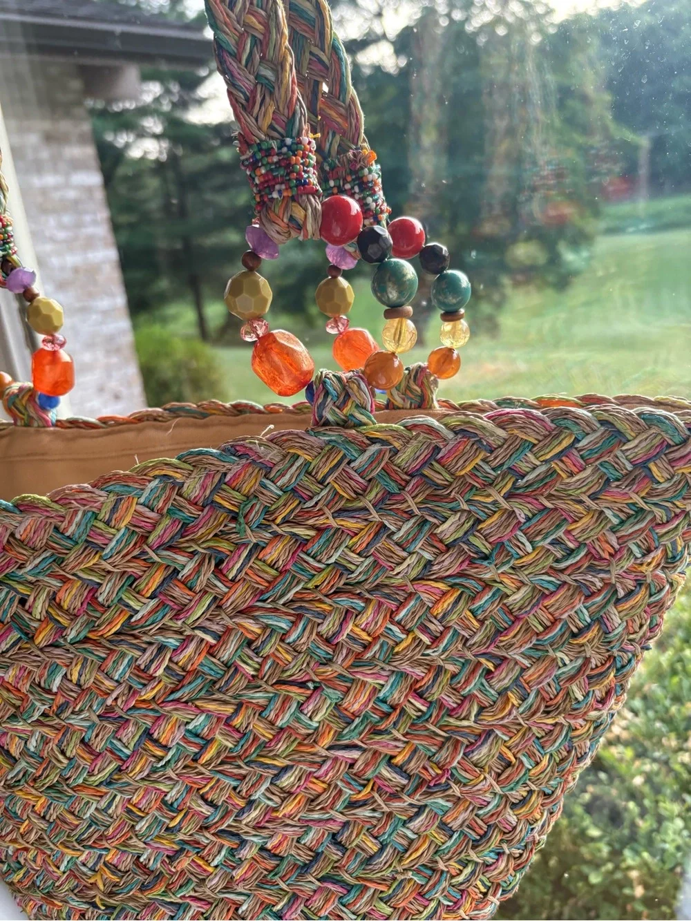 Capelli StraWorld Beach Tote Beaded embellished handbag Tutti Fruiti Purse